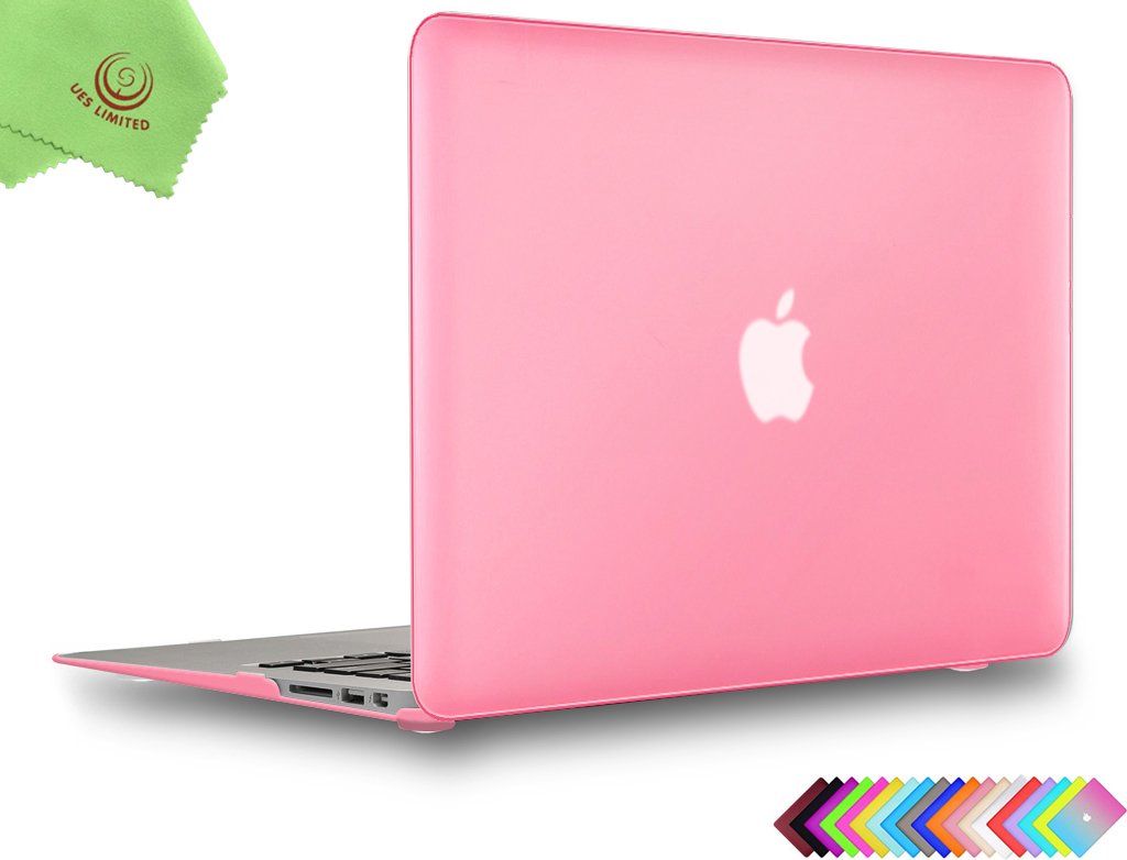 UESWILL Smooth Touch Matte Hard Shell Case Cover Compatible with MacBook Air 11 inch (Model: A1370 / A1465) + Microfibre Cleaning Cloth, Pink
