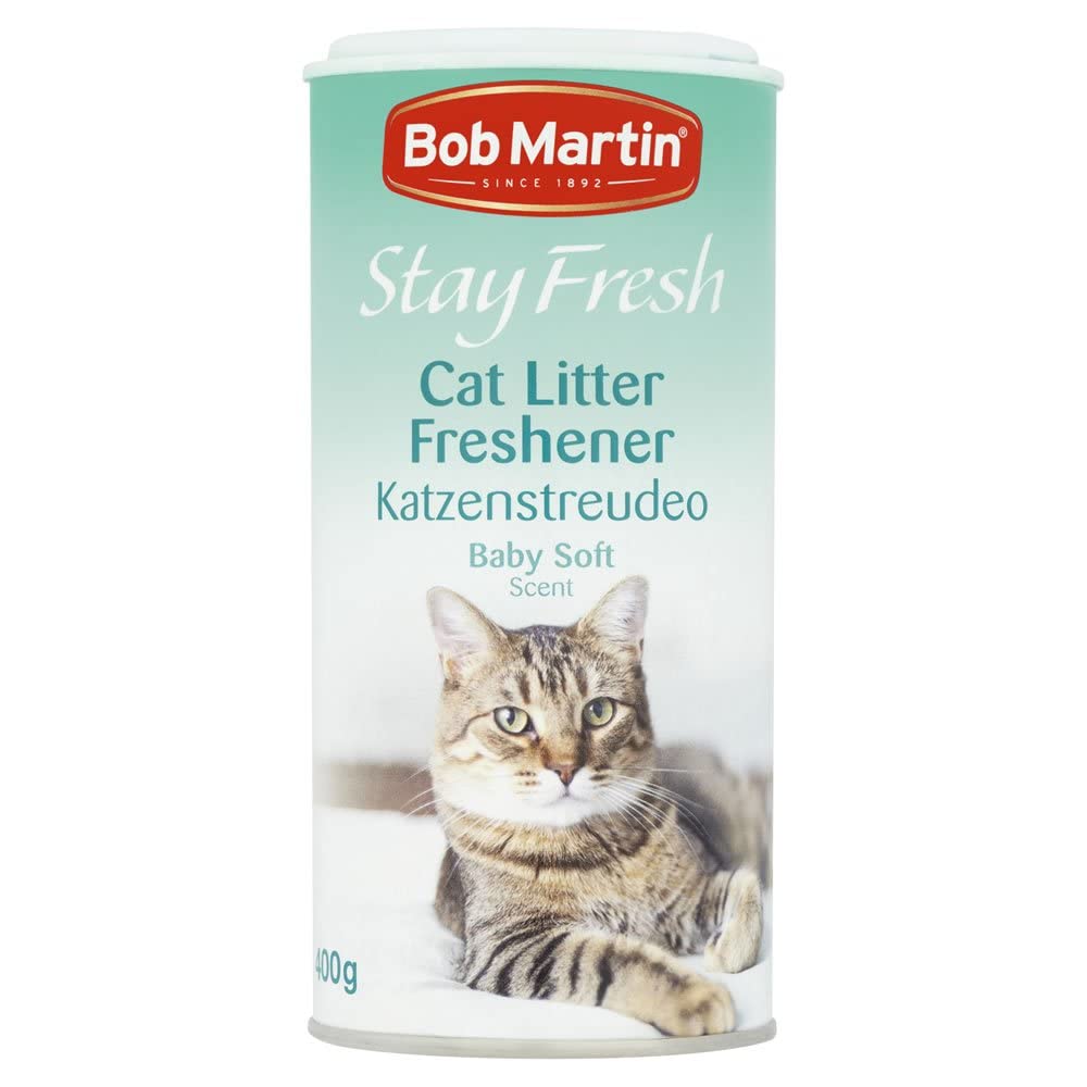 4 x Bob Martin Stay Fresh Cat Litter Freshener Baby Soft Powder Scent 400g