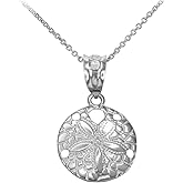 Dainty Sterling Silver Sea Star Charm Sand Dollar Round Pendant Necklace