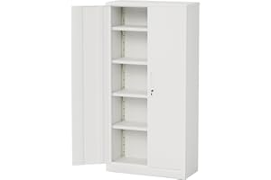 YESHOMY Metal Storage Cabinet with 2 Doors and 4 Adjustable Shelves,71" Steel Lockable File Organizer for Home Offie, Garage, Gym, School, Large Size, White