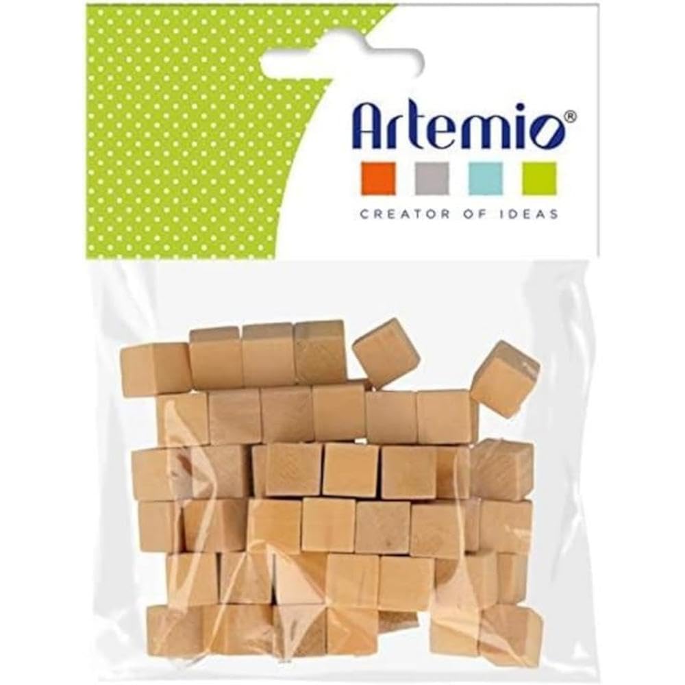 Artemio Wooden Cube, 12mm x 12mm, Pack of 72