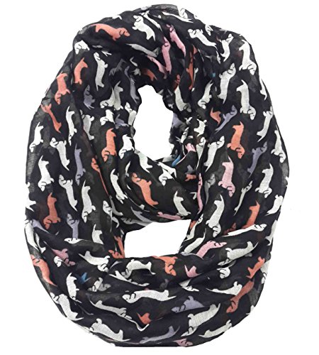 Lina & Lily Dachshund Dog Print Infinity Loop Scarf for Women Lightweight (Multi)