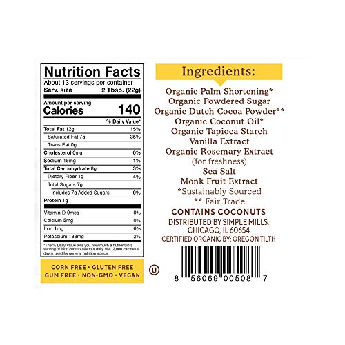 Simple Mills Organic Frosting, Chocolate Gluten Free, Vegan, Made