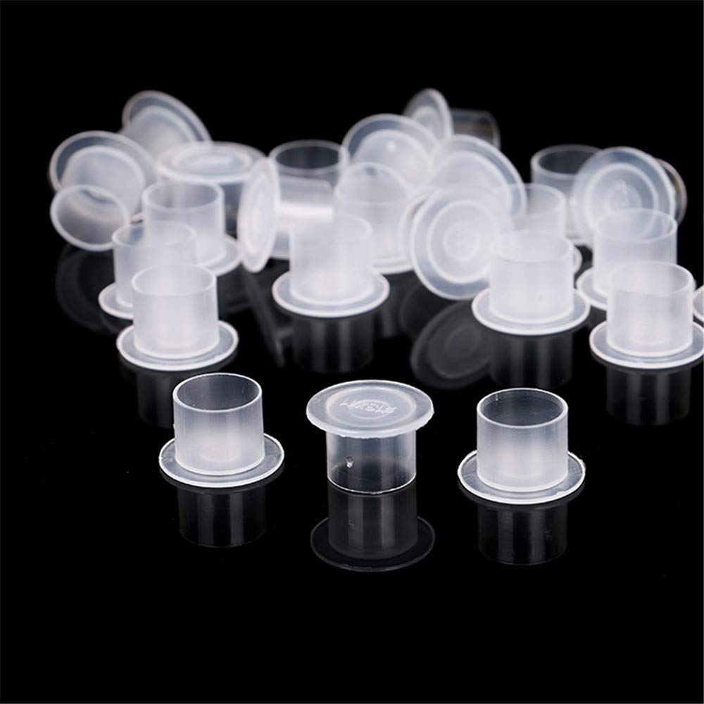 300pcs Disposable Tattoo Plastic Ink Cups Wide Ink Caps Base White, Large L 14 * 17mm Tattoo Ink Cups for Tattoo ink,Tattoo Supplies,Tattoo Kits