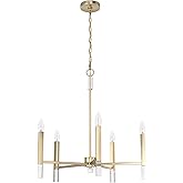 Hunter - Sunjai 5-light Alturas Gold, Large Chandelier, Dimmable, Formal Style, Candle Shaped, for Bedrooms, Kitchens, Dining