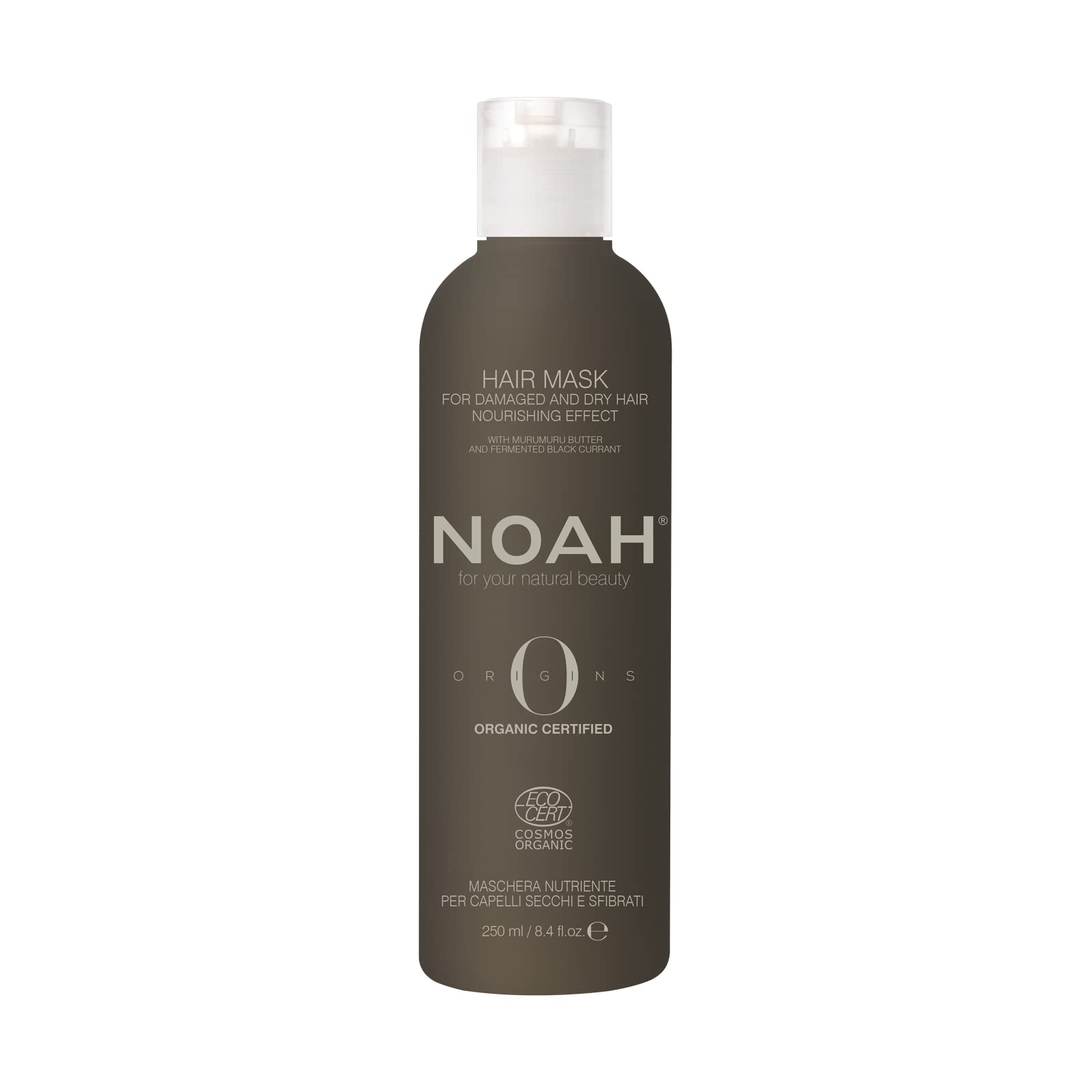 NOAH Origins Organic Hair Mask – Deep Repair with Murumuru Butter & Fermented Black Currant, Hydrating & Strengthening, Restores Softness & Shine, Anti-Breakage, SLS-Free, COSMOS Organic, 250ml
