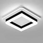 Square Modern Led Ceiling Light Fixture, 24W Black Flush Mount Hallway Ceiling Light Small Close to Ceiling Lamp for Living R