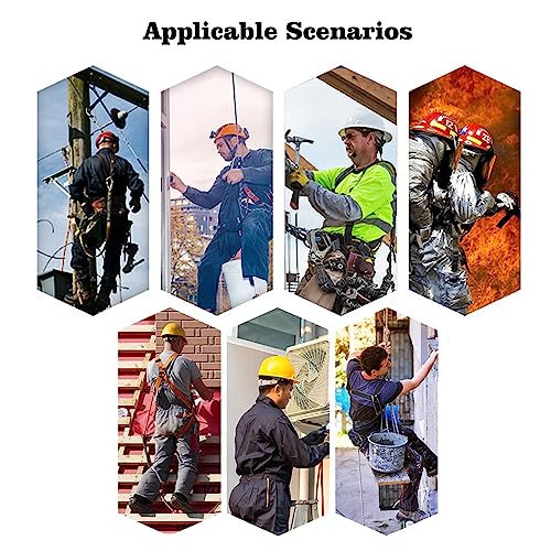 WEIKAXIMU Fall Protection Set: Auffanggeschirr zur Absturzsicherung 5 Points, 2 Hooks, Safety Rope 2 m, with Auffanggerät + Bonus: Reflective Vest and Backpack