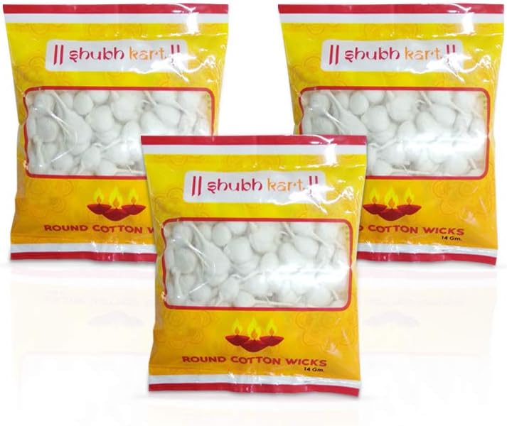 Oil Lamps & Accessories - Shubhkart Pack of 3 Hand Rolled 100% Cotton Puja Wicks Set for Diya Oil Lamps | Readymade | Premium Quality | Diya Bati | Home Essential