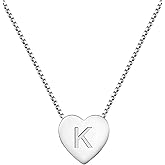 YL Initial Necklace 925 Sterling Silver Heart Letter Pendant A-Z Alphabet Cubic Zirconia Jewelry for Women