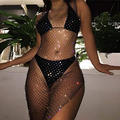 princess polly baby blue dress Asooll Fashion Rhinestone Fishnet Cover Up Black Mesh Hollow Out Dress Beach  Bikini Club Bodycon Coverups for Women and Girls in Dubai - UAE