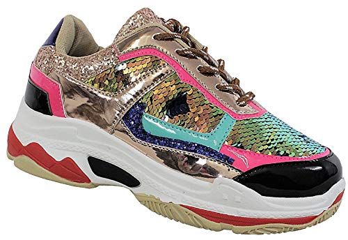 sequin chunky trainers