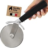 GORILLA GRIP Patented Stainless Steel Large Pizza Cutter Wheel, Black | Extra Sharp Blade, Slip Resistant Handle with Thumb Guard, Slice Thick or Thin Pizzas, Pies, Pastries In Seconds, 9 Inch