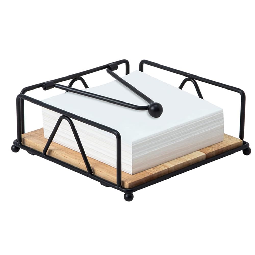 Niciksty Napkin Holder with Wooden Base for Table, Metal Serviette Holder with Weighted Bar, Modern Napkin Dispenser for Dining Table, Restaurant, Weddings, Bar, Picnic