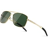 SUNGAIT Men's Polarized Square Aviator Sunglasses Durable Metal Frame for Fishing Driving Golf 100% UV Protection