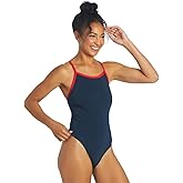 Sporti HydroLast Piped Thin Strap One Piece Swimsuit - Navy/Red - 40