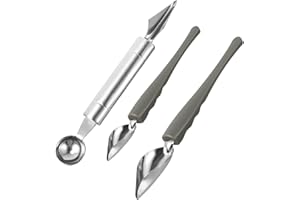 ABOOFAN 3pcs Stainless Steel Sauce Spoon Cake Decorating Set Small and Large Painting Spoons with Carving Fruit Dessert Embel