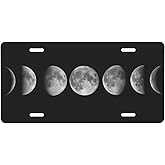 Phases of The Moon Black Front License Plate Aluminum Decorative License Plates Funny Metal Car Plate 6