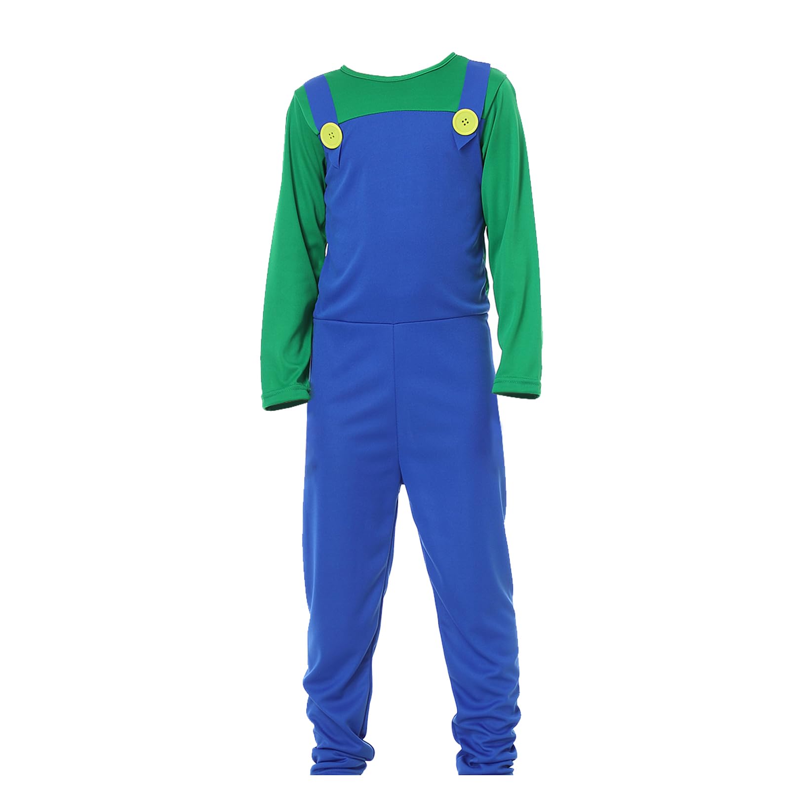 COXNSXX Plumber Brothers Costume Boy/Adult Dress Up Costume with Mustache and Hat for Carnival and Cosplay, Red and Green, S/M/L/XL