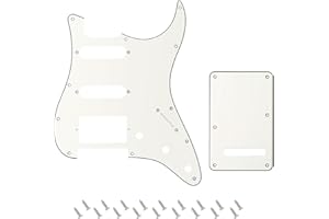 Banworks 3Ply Strat HSS Pickguard 11-Hole SSH Pickguard Scratch Plate with Backplate 6-Hole Trem Tremolo Cover Set for USA/Mexican Fender Modern Style Standard Stratocaster ST JT/HB-09 Vintage White