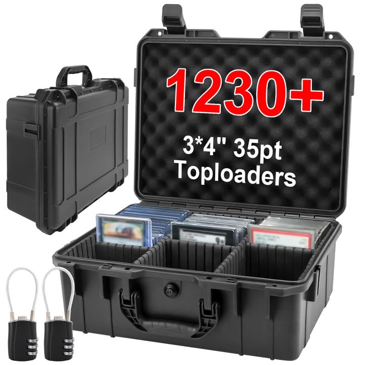 Photo 1 of Camkinger Graded Card Storage Box, Hold 1230+ 35PT 3"x4" Toploader Storage Box, PSA Slab Case for SGC CSG BGS, Trading Card Case with 2 Locks, Sports Cards Organizer for Magnetic MTG Deck (L)