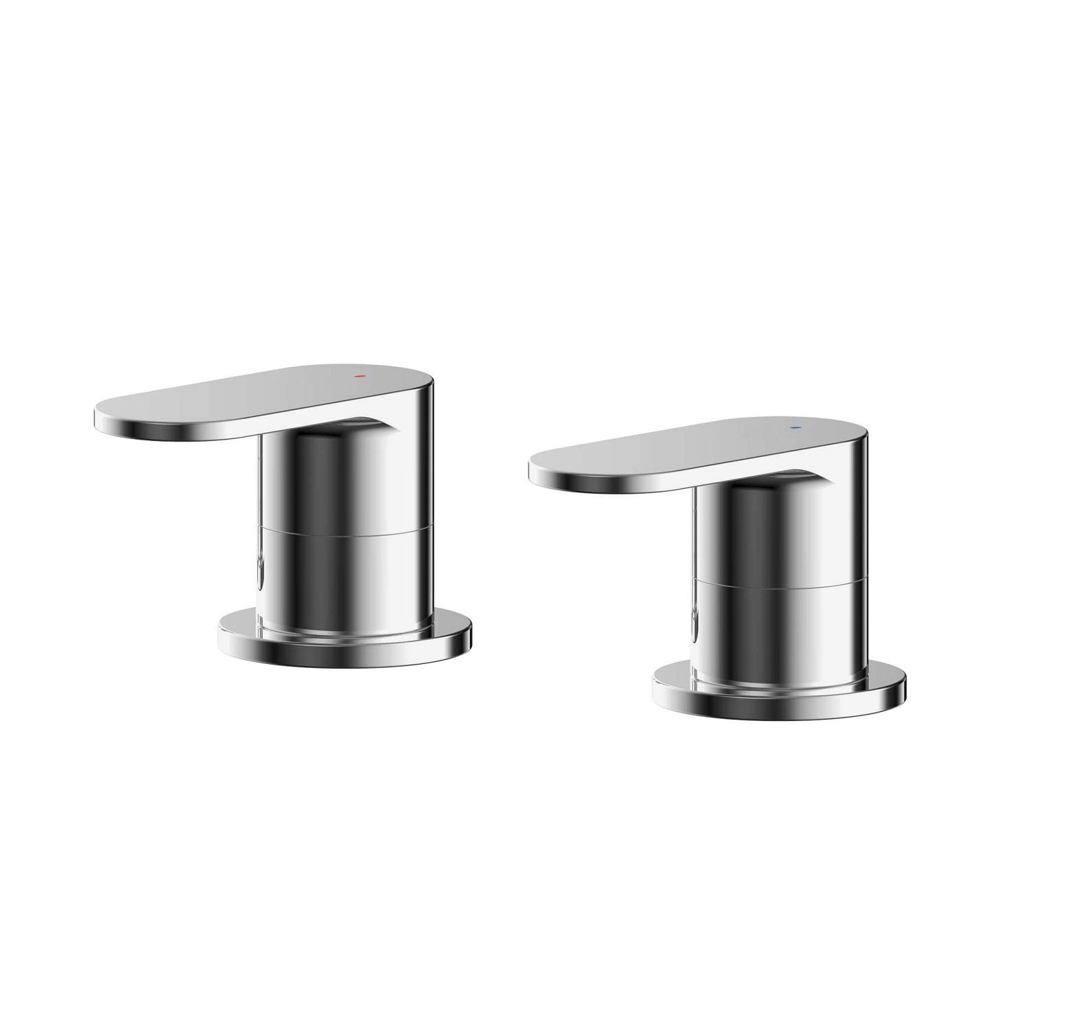 nuie BIN308 Binsey | Modern Bathroom Round Deck Mounted 3/4" Side Valves with Lever Handles, 54mm, Chrome