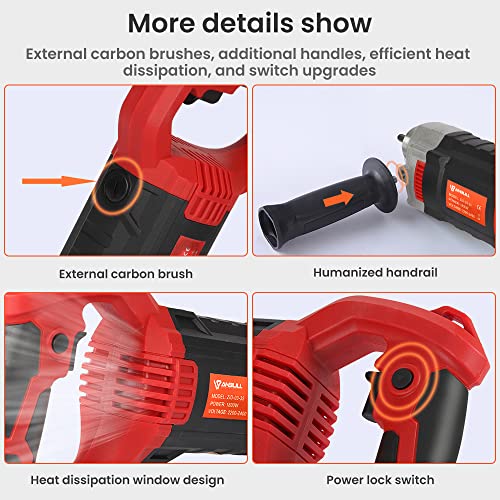 Anbull Electric Concrete Vibrator,1800W 2m Vibrating Needle, Vibrating Needle For Concrete 5500rpm, The Diameter Of The Vibrating Bottle Of The Concrete Vibrator Is 35mm, With Handle