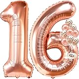 Rose Gold 16 Balloon Numbers for 16th Birthday