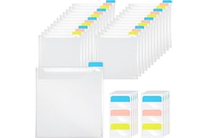 Wooswen 24Pieces Scrapbook Paper Storage Organizer with 60 Pcs Sticky Index Tabs Top Loading Plastic Paper Holder for Scrapbo