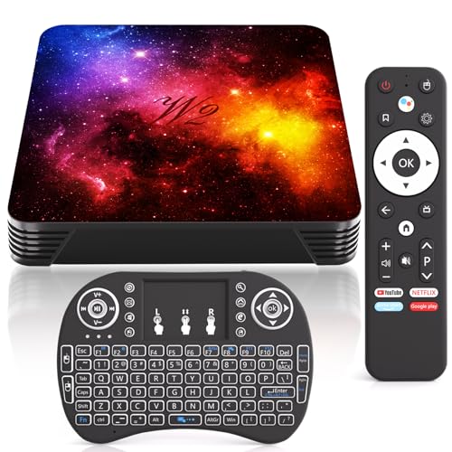 Android TV 14, 4GB RAM 128GB ROM Mali-G31, WiFi 2.4G & 5G, Bluetooth 4.2, 4K UHD 3D, USB & HDMI Ports, Mini Keyboard and IPTV Support
