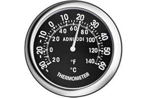 BERFI LIFE Round Car Thermometer Black, 38mm Car Thermometer Universal Luminous Temperature Gauge Vehicle Dashboard Decoration Ornament for Air Conditioner Vent