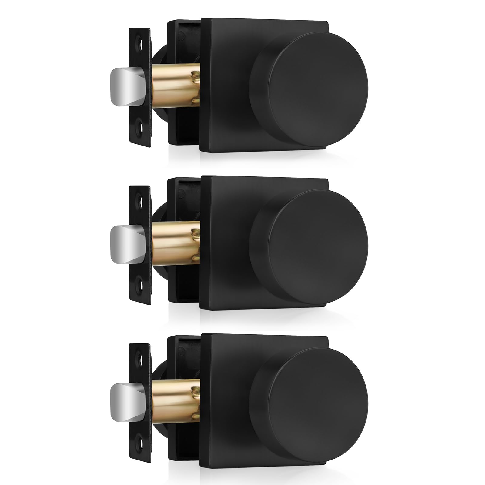 Photo 1 of **PARTIAL SET ONLY 1*** Haidms Matte Black Door Knobs Passage, Heavy Duty Square Matte Black Hall and Closet Door Knobs for Hallway, Zinc Alloy Passage Door Knob Hallway (3 Pack)