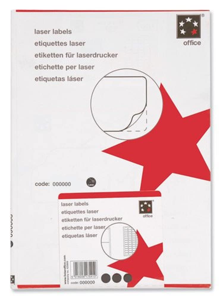 5 Star White Laser Labels 63.5x46.6mm 1800 Pack