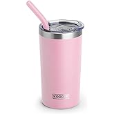 koodee Insulated Tumbler, 12 oz Tumbler with Lid and Straw-Stainless Steel Double Wall Vacuum Insulated Coffee Tumbler Cup for Women (Pink)