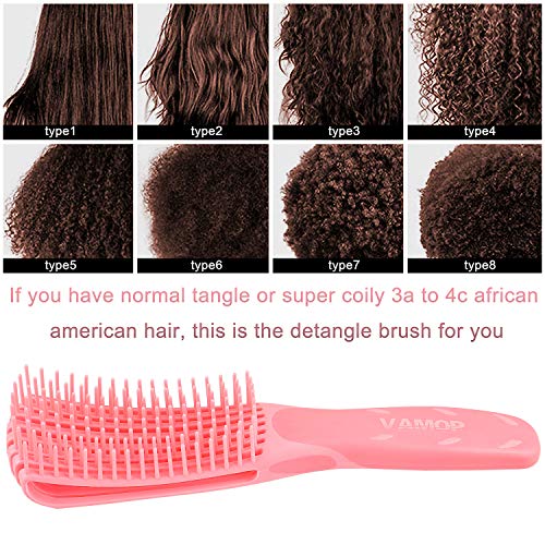 Vamop 2 Pieces Detangler Brush with Edge Brush Double Sided for Natural Black Hair Brush