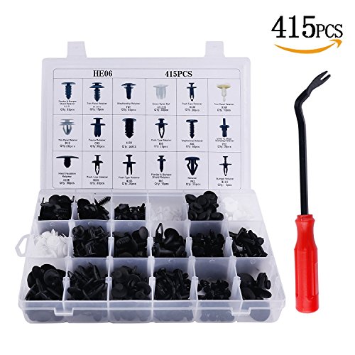 ZENHOX Car Retainer Clips 415 Pcs Plastic Fasteners Kit-18 Sizes Auto Push Pin Rivets Set-Door Trim Panel Clips for GM Ford Toyota Honda Chrysler