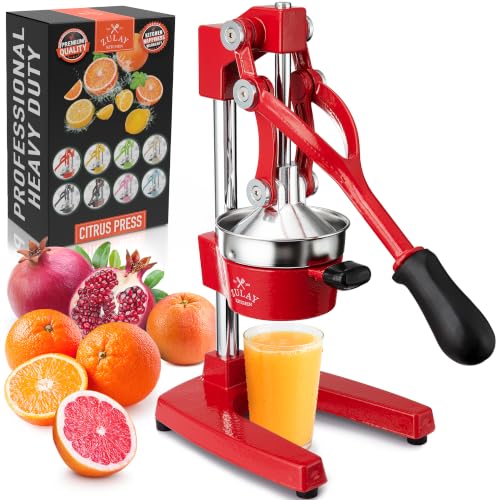 Zulay Kitchen Cast-Iron Orange Juice Squeezer - Heavy-Duty, Easy-to-Clean, Professional Citrus Juicer - Durable Stainless Steel Lemon Squeezer - Sturd