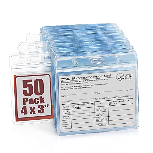 MIFFLIN Vaccine Card Protector (Clear, 4x3 Inches, 50 Pack), Waterproof