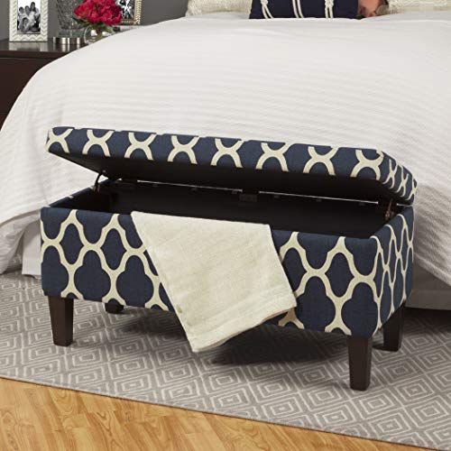 HomePop Large Upholstered Rectangular Storage Ottoman Bench with Hinged