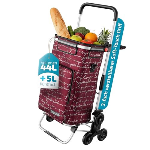 Rubberneck Einkauftrolley, klappbar, 44 l, Treppensteiger, Kühlfach, Rot