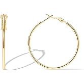 PAVOI 14K Gold Plated 925 Sterling Silver Post Hoops | Large Hoops Earring | Lightwight Gold Hoop Earrings for Women