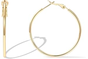 PAVOI 14K Gold Plated 925 Sterling Silver Post Hoops | Large Hoops Earring | Lightwight Gold Hoop Earrings for Women