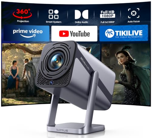 Mini Projector 4K [Compatible with Netflix|Dolby Audio] 600ANSI Smart Projector Full HD 1080P Auto Focus Car Vertical Keystone Correction 360° Rotatable WiFi6 Bluetooth Short Distance Projector for