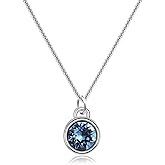 Silver Circle Pendant Necklace Crystal Necklace Handmade Necklaces for Women Birthstone Jewelry