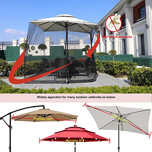 Umbrella Mosquito Netting for Patio Umbrella Canopy Curtains Polyester