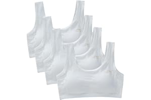 Katutude 4 Pack Seamless Sports Bra Girls Training Bra with Pads Breathable Cotton Bras Stretch Bralette for Girls 8-14 Years
