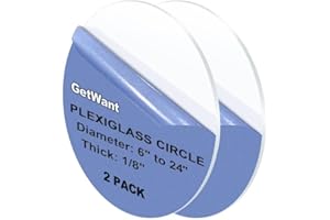 GetWant Circular Plexiglass 12" Diameter 1/8" Thick, Clear Plexiglass Circles, Round Acrylic Sheets for Signs, Crafts, Engraving, Painting, Printing, Cake Discs, Wall Art - Best Acrylic Rounds