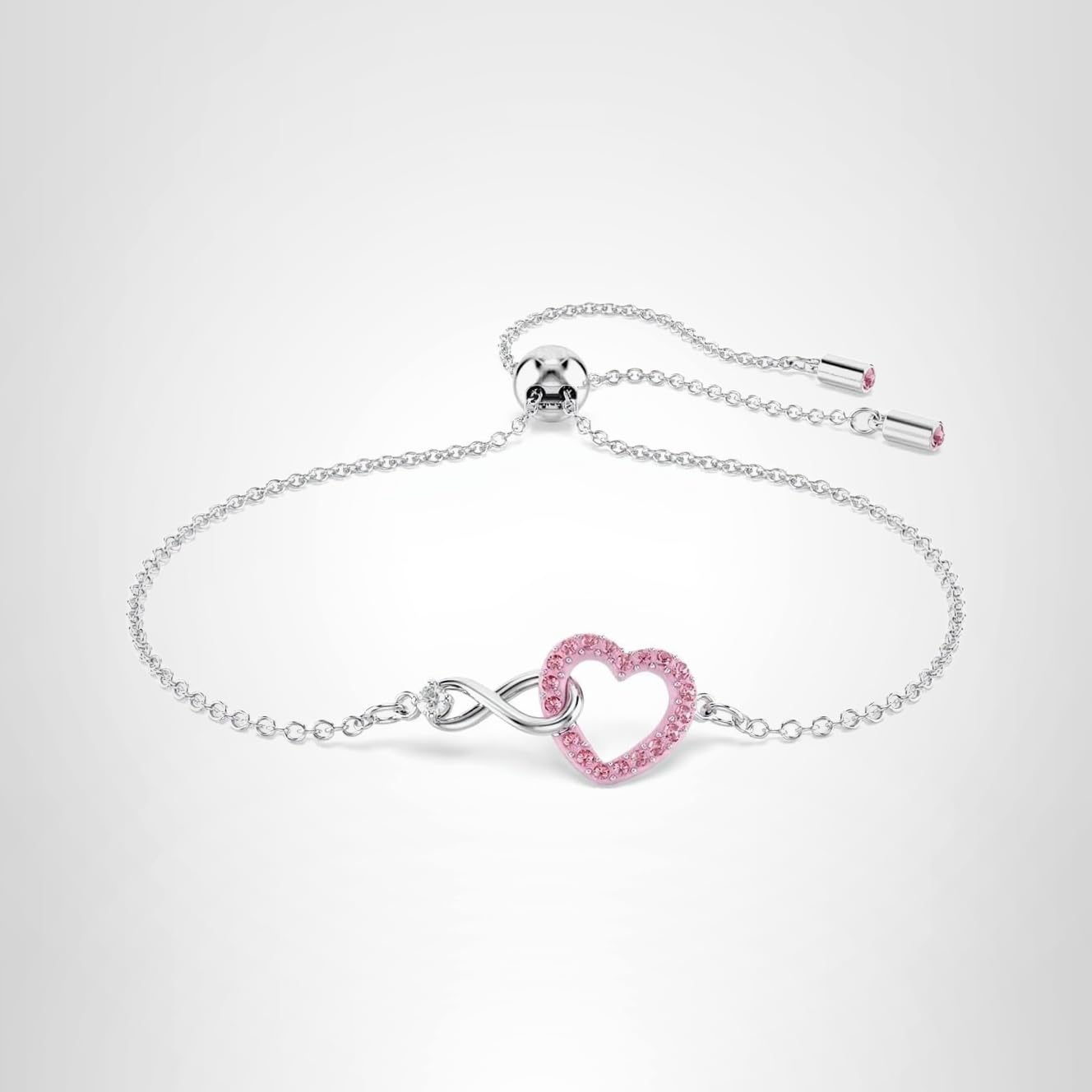 Swarovski Hyperbola Bracelet, Heart And Infinity, Pink, Rhodium Finished