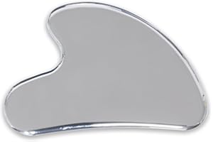 YAMHOHO Gua Sha Jade Stone Gua Sha Massage Tool, Guasha Tool for Face and Body Skin Massage. Tools for SPA Acupuncture, Pink Stone for Body Face Neck and Eye, Skin Care Gift for Woman (Stainless Steel Silver)