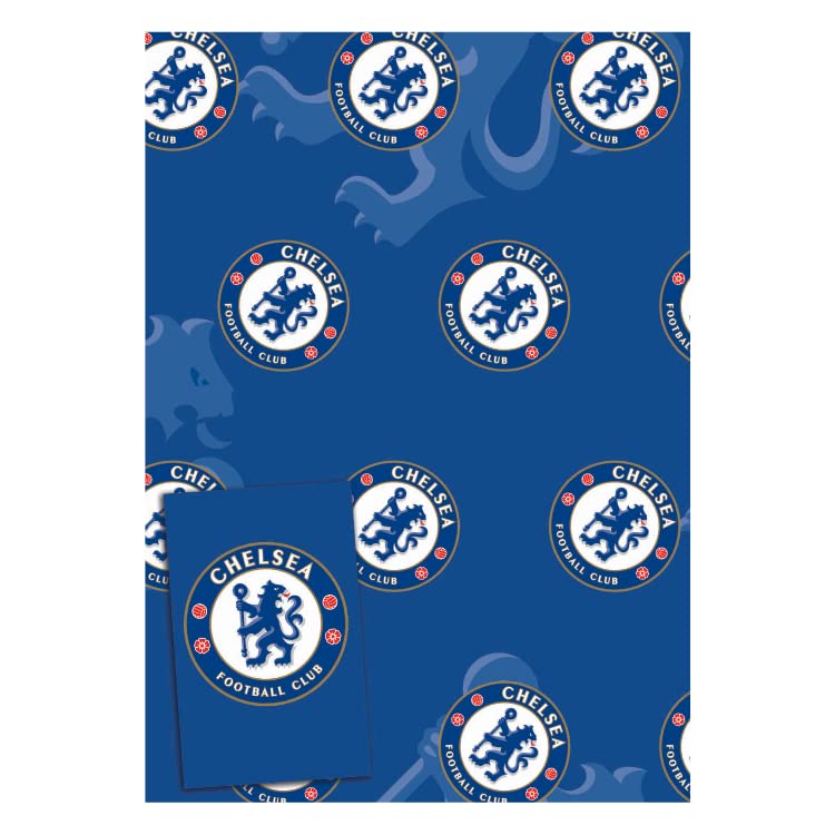 Chelsea FC Wrapping Paper 6 Sheets 6 Tags Sheet Size 70cmx50cm Official Product Responsibly Resourced